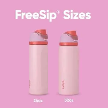 Owala FreeSip Insulated Stainless Steel Water Bottle with Straw for Sports and Travel, BPA-Free Sports Water Bottle, 24 oz, Pink, Angel Food Cake