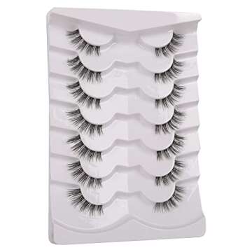 GMAGICTOBO False Eyelashes Half Lashes Natural Short Clear Band Lashes Pack Wispy Cat Eye 3D Faux Mi...