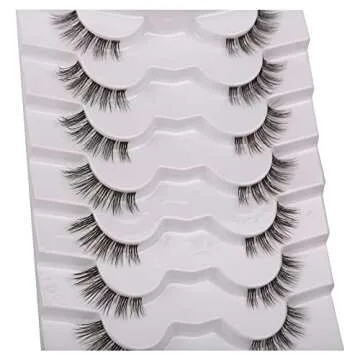 GMAGICTOBO Natural Half Lashes Pack - 7 Pairs of 3D Faux Mink