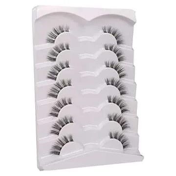 GMAGICTOBO Natural Half Lashes Pack - 7 Pairs of 3D Faux Mink