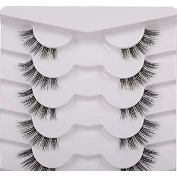 GMAGICTOBO Natural Half Lashes Pack - 7 Pairs of 3D Faux Mink