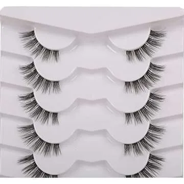 GMAGICTOBO Natural Half Lashes Pack - 7 Pairs of 3D Faux Mink