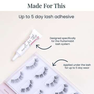 FlutterHabit Made for This Adhesive Clear Lash Glue for Eyelash Extensions - Your Ultimate All-Day Hold Lash Cluster Glue for Effortless, Stunning, and Long-Lasting Eyelashes - All-in-one Lash Glue