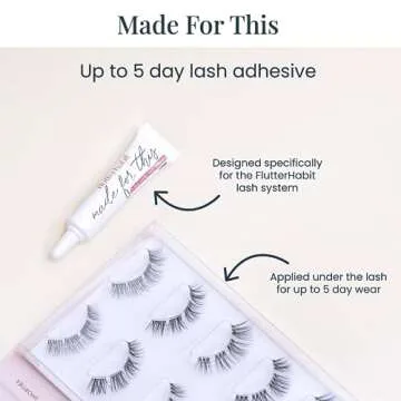 FlutterHabit Made for This Adhesive Clear Lash Glue for Eyelash Extensions - Your Ultimate All-Day Hold Lash Cluster Glue for Effortless, Stunning, and Long-Lasting Eyelashes - All-in-one Lash Glue
