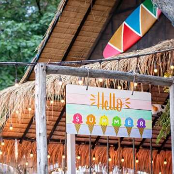 Hello Summer Door Sign Ice Cream Summer Decor Sign Beach Hanging Door Signs for Home Farmhouse Summe...