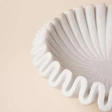 Exquisite Handcrafted Marble Ruffle Bowl for All Occasions