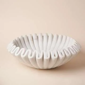 Exquisite Handcrafted Marble Ruffle Bowl for All Occasions