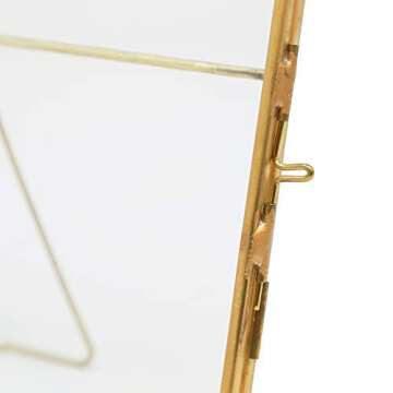 Isaac Jacobs 4x6, Antique Gold, Vintage Style Brass and Glass, Metal Floating Picture Frame (Horizontal) with Locket Closure, for Photos, Art, More, Tabletop Display (4x6 Antique Gold)