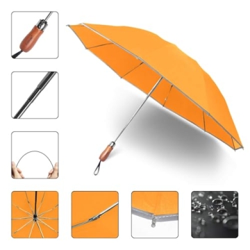 Lejorain 50 Inch Windproof Reverse Umbrella for All