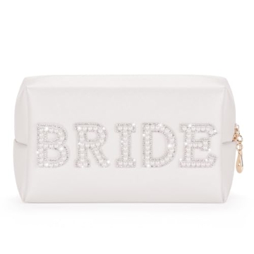 Etercycle Bling Pearl Rhinestone Bride Makeup Bag - Perfect Bridal Shower Gift