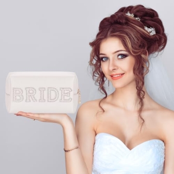 Etercycle Bling Pearl Rhinestone Bride Makeup Bag - Bridal Gift