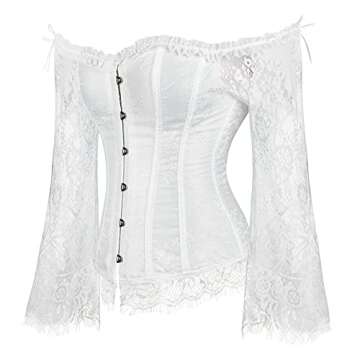 Elegant Overbust Corset with Floral Sleeves for Women
