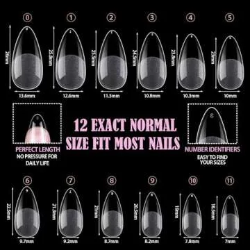 Carmu Medium Almond Gel Nail Tips, 240pcs Soft Acrylic Nail Tips Half Matte Pre-shape Full Cover Medium Almond Press on False Nails Tips for Nail Extension Nail Salon DIY Ideal Gifts 12 Sizes