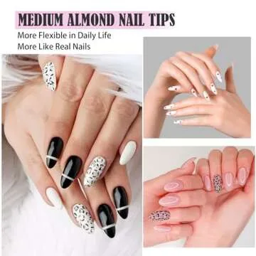 Carmu Medium Almond Gel Nail Tips, 240pcs Soft Acrylic Nail Tips Half Matte Pre-shape Full Cover Medium Almond Press on False Nails Tips for Nail Extension Nail Salon DIY Ideal Gifts 12 Sizes