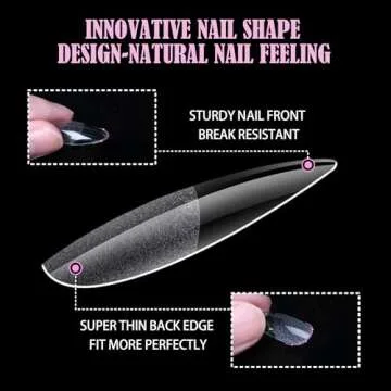 Carmu Medium Almond Gel Nail Tips, 240pcs Soft Acrylic Nail Tips Half Matte Pre-shape Full Cover Medium Almond Press on False Nails Tips for Nail Extension Nail Salon DIY Ideal Gifts 12 Sizes