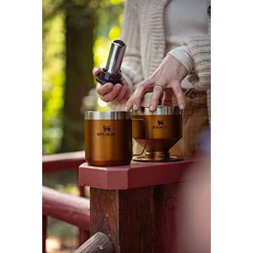 STANLEY Perfect Brew Pour Over Set | 12 oz Camp Mug with Lid Included | Drip Coffee Maker with Reusable Filter | Insulated Stainless Steel | BPA-Free | Maple