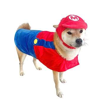 ComfyCamper Hat and Suspenders Dog Costume - X Large Medium Small Lab Star Space Cosplay Halloween Costumes, Medium, Red