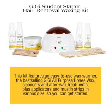 GiGi Student Starter Hair Removal Kit, Ultimate Waxing Set for Beginners, For Brows, Upper Lip, Unde...