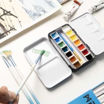 MEEDEN Empty Watercolor Paint Palette: Travel Water Color Palette Tin with 12 Half Pans - Portable Metal Palette Tin Box (Galaxy)