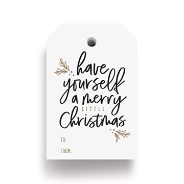 Bliss Collections Merry Little Christmas Tags, Pack of 50, Gold and Black, Holiday ’Tis The Season...