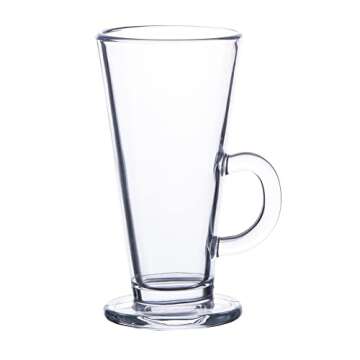 Irish Coffee Mug Tall glass, Latte Cups, Cappuccino and Hot Chocolate Mugs with Handle, Clear Glass,...
