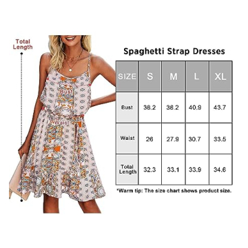 PRETTYGARDEN Women's Summer Spaghetti Strap Dresses Floral Print Crewneck Sleeveless Ruffle Mini Short Dress with Belt (Grey, Large)