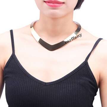 Carweilon High Polished Stainless Steel Necklace Love Choker Heart Shape Women Statement Jewelry (Gold)