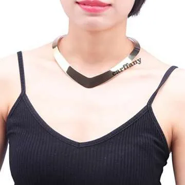 Carweilon High Polished Stainless Steel Necklace Love Choker Heart Shape Women Statement Jewelry (Gold)