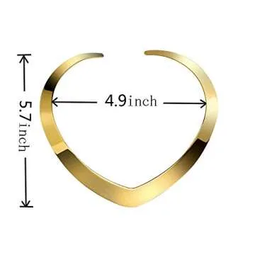 Carweilon High Polished Stainless Steel Necklace Love Choker Heart Shape Women Statement Jewelry (Gold)