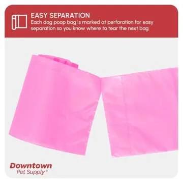 Downtown Pet Supply Poop Bags for Dogs with Dispenser, 180 Count - Leak-Proof Dog Waste Bags and Bone-Shaped Dog Poop Bags Holder for Leash - Pink, 12.5" x 8.5"
