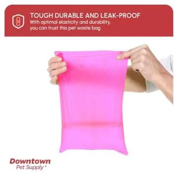Downtown Pet Supply Poop Bags for Dogs with Dispenser, 180 Count - Leak-Proof Dog Waste Bags and Bone-Shaped Dog Poop Bags Holder for Leash - Pink, 12.5" x 8.5"