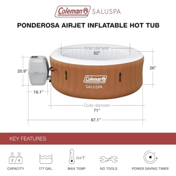 Coleman SaluSpa Ponderosa Inflatable Hot Tub for 4