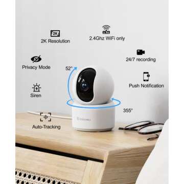 GALAYOU Indoor Security Camera 2K, Pet Camera, 360 Degree 2.4G WiFi Home Security Camera for Baby/El...