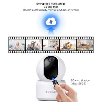 GALAYOU Indoor Security Camera 2K, Pet Camera, 360 Degree 2.4G WiFi Home Security Camera for Baby/Elder/Nanny with Night Vision, 24/7 SD Card Storage, Works with Alexa and Google Assistant G2-2Pack