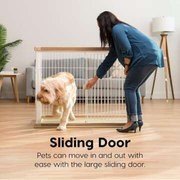 Stylish IRIS USA Large Dog Crate with Sliding Door