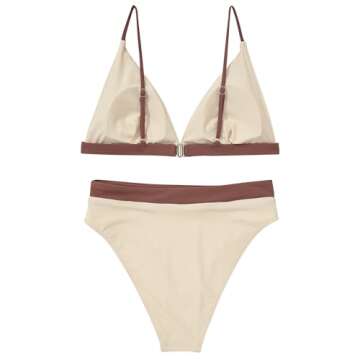 SUUKSESS Women High Waisted High Cut Bikini Sets Sexy Triangle Two Piece Swimsuits Push Up Bathing Suits (Beige Brown, M)