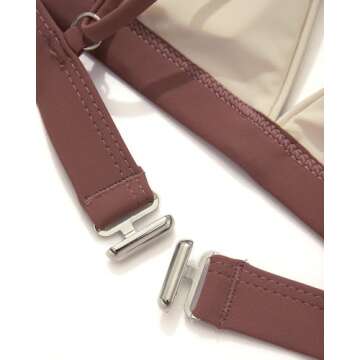 SUUKSESS Women High Waisted High Cut Bikini Sets Sexy Triangle Two Piece Swimsuits Push Up Bathing Suits (Beige Brown, M)