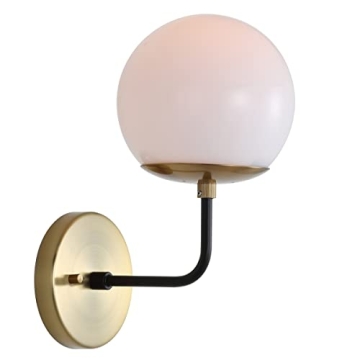 Safavieh SCN4017A Lighting Cayden Brass Gold and Black Wall (LED Bulb Included) Sconce for Elegant H...