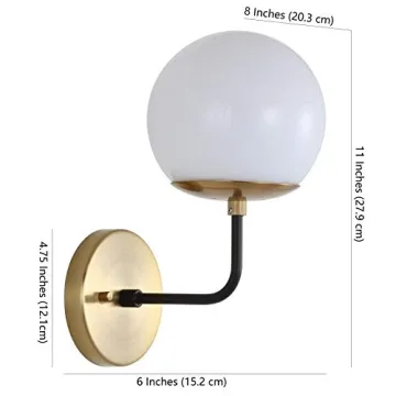 Stylish Safavieh Brass Gold Black Wall Sconce - LED Included