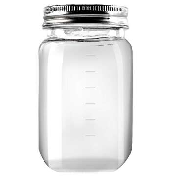 novelinks 16 Ounce Clear Plastic Jars Containers With Screw On Lids - Refillable Round Empty Plastic...