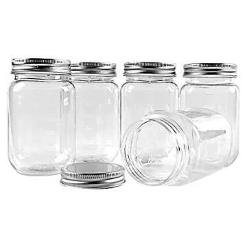 Novelinks 16 Ounce Plastic Jars with Screw Lids - 10 Pack