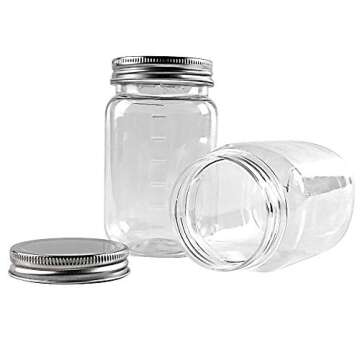 Novelinks 16 Ounce Plastic Jars with Screw Lids - 10 Pack