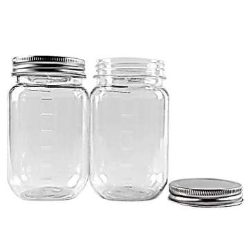 Novelinks 16 Ounce Plastic Jars with Screw Lids - 10 Pack