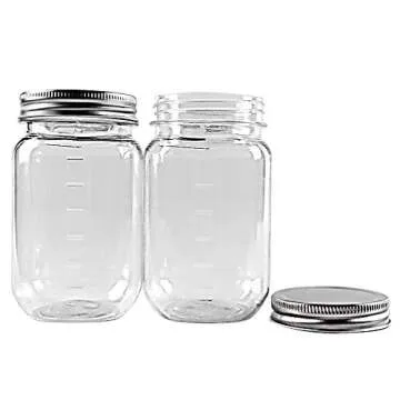 Novelinks 16 Ounce Plastic Jars with Screw Lids - 10 Pack