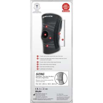 MUELLER Sports Medicine Self Adjusting Knee Stabilizer, Knee Pain Relief Support for Men and Women, Ideal for Arthritis, Sprains, Black, One Size
