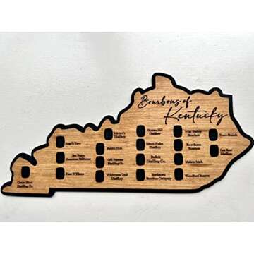 Bourbon Trail Map Bourbon Bar Decor - Unique White Oak Barrel Design