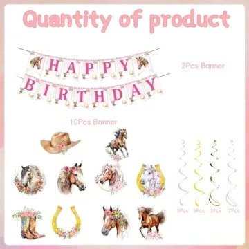 Rngmsi Horse Birthday Party Decorations for Girls