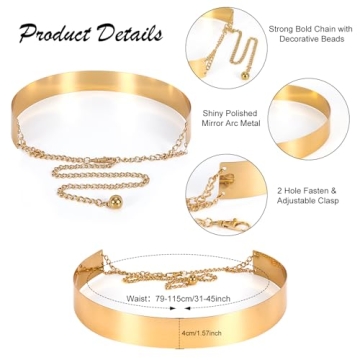 XZQTIVE Women’s Shiny Metal Waist Belt Adjustable & Chic