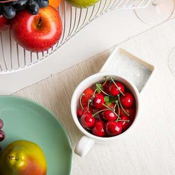 Mind Reader Soup and Cracker Bowls with Handles, Microwave Safe, Kitchen, Ceramic, 7.5" L x 4.5" W x 2.5" H, Set of 2, White