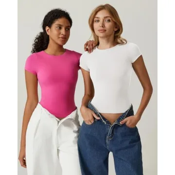 QINSEN Women's Short Sleeve Bodysuit - Chic & Comfortable